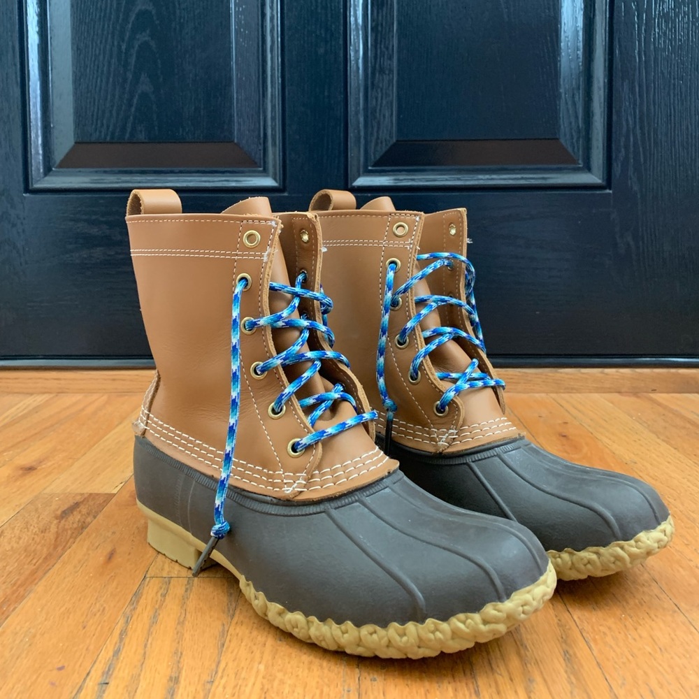 Bean Boot (US 5) with customized blue laces from the Freeport, Maine store